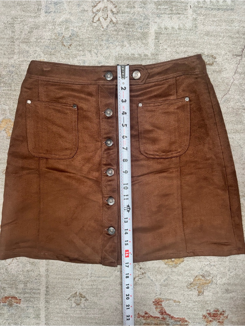 Melrose & Market Brown Button-Front Women’s Faux Suede Mini Skirt